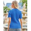 imageGRACE KARIN Womens 2025 Summer Short Sleeve Sweater VNeck Collared Pullover Sweater Tops Lightweight Knit Polo ShirtAzure Blue