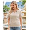 imageGRACE KARIN Womens 2025 Summer Short Sleeve Sweater VNeck Collared Pullover Sweater Tops Lightweight Knit Polo ShirtBeige