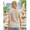 imageGRACE KARIN Womens 2025 Summer Short Sleeve Sweater VNeck Collared Pullover Sweater Tops Lightweight Knit Polo ShirtBeige