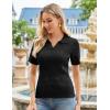 imageGRACE KARIN Womens 2025 Summer Short Sleeve Sweater VNeck Collared Pullover Sweater Tops Lightweight Knit Polo ShirtBlack