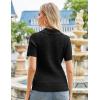 imageGRACE KARIN Womens 2025 Summer Short Sleeve Sweater VNeck Collared Pullover Sweater Tops Lightweight Knit Polo ShirtBlack