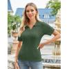 imageGRACE KARIN Womens 2025 Summer Short Sleeve Sweater VNeck Collared Pullover Sweater Tops Lightweight Knit Polo ShirtGreen
