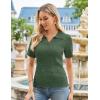 imageGRACE KARIN Womens 2025 Summer Short Sleeve Sweater VNeck Collared Pullover Sweater Tops Lightweight Knit Polo ShirtGreen