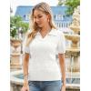 imageGRACE KARIN Womens 2025 Summer Short Sleeve Sweater VNeck Collared Pullover Sweater Tops Lightweight Knit Polo ShirtIvory White