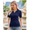 imageGRACE KARIN Womens 2025 Summer Short Sleeve Sweater VNeck Collared Pullover Sweater Tops Lightweight Knit Polo ShirtNavy Blue