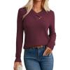 imageGRACE KARIN Sweaters for Women 2025 Fall Long Sleeve V Neck Collared Knitted Pullover Sweaters Dressy Casual TopsWine Red