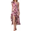 imageGRACE KARIN Womens Summer One Shoulder Sleeveless Dresses Floral Flowy Ruffle High Low Wedding Guest Maxi Sundresses