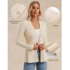imageGRACE KARIN Long Sleeve Cardigan Sweaters for Women Button Up Knit Blazer Lightweight Business Casual Peplum TopsBeige