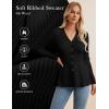 imageGRACE KARIN Long Sleeve Cardigan Sweaters for Women Button Up Knit Blazer Lightweight Business Casual Peplum TopsBlack