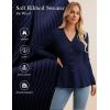 imageGRACE KARIN Long Sleeve Cardigan Sweaters for Women Button Up Knit Blazer Lightweight Business Casual Peplum TopsNavy Blue
