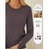 imageGRACE KARIN Long Sleeve Sweaters Merino Wool Blend Lightweight Crewneck Sweater 2025 Fall Fashion Pullover Knit TopsBrown