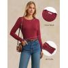 imageGRACE KARIN Long Sleeve Sweaters Merino Wool Blend Lightweight Crewneck Sweater 2025 Fall Fashion Pullover Knit TopsDark Red