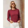 imageGRACE KARIN Long Sleeve Sweaters Merino Wool Blend Lightweight Crewneck Sweater 2025 Fall Fashion Pullover Knit TopsDark Red
