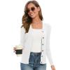 imageGRACE KARIN Womens Fall Knit Cardigan Trendy 2025 Long Sleeve Lightweight Button Up Sweater Open Front Casual JacketBright White
