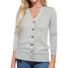 imageGRACE KARIN Womens Fall Knit Cardigan Trendy 2025 Long Sleeve Lightweight Button Up Sweater Open Front Casual JacketLight Grey Heather