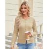 imageGRACE KARIN Womens Long Sleeve Button Up Cable Knit Cardigan Lightweight 2025 Crewneck Button Down Sweaters for WomenBeige