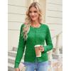 imageGRACE KARIN Womens Long Sleeve Button Up Cable Knit Cardigan Lightweight 2025 Crewneck Button Down Sweaters for WomenGreen