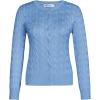 imageGRACE KARIN Womens Long Sleeve Button Up Cable Knit Cardigan Lightweight 2025 Crewneck Button Down Sweaters for WomenLight Blue
