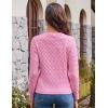 imageGRACE KARIN Womens Long Sleeve Button Up Cable Knit Cardigan Lightweight 2025 Crewneck Button Down Sweaters for WomenPink