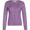imageGRACE KARIN Womens Long Sleeve Button Up Cable Knit Cardigan Lightweight 2025 Crewneck Button Down Sweaters for WomenPurple