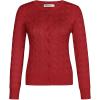 imageGRACE KARIN Womens Long Sleeve Button Up Cable Knit Cardigan Lightweight 2025 Crewneck Button Down Sweaters for WomenRed
