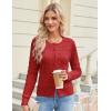 imageGRACE KARIN Womens Long Sleeve Button Up Cable Knit Cardigan Lightweight 2025 Crewneck Button Down Sweaters for WomenRed