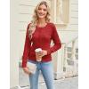 imageGRACE KARIN Womens Long Sleeve Button Up Cable Knit Cardigan Lightweight 2025 Crewneck Button Down Sweaters for WomenRed