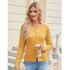 imageGRACE KARIN Womens Long Sleeve Button Up Cable Knit Cardigan Lightweight 2025 Crewneck Button Down Sweaters for WomenYellow