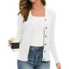 imageGRACE KARIN Womens Fall Knit Cardigan Trendy 2025 Long Sleeve Lightweight Button Up Sweater Open Front Casual JacketBright White