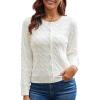 imageGRACE KARIN Womens Long Sleeve Button Up Cable Knit Cardigan Lightweight 2025 Crewneck Button Down Sweaters for WomenIvory White