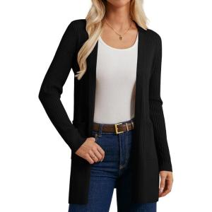 imageGRACE KARIN Fall Long Cardigans for Women 2025 Open Front Long Sleeve Sweaters Early Fall Fashion OutfitsBlack