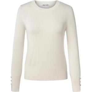 imageGRACE KARIN Long Sleeve Sweaters Merino Wool Blend Lightweight Crewneck Sweater 2025 Fall Fashion Pullover Knit TopsWhite