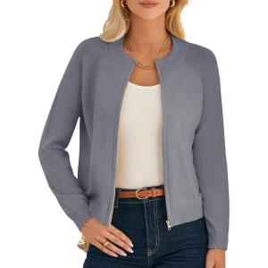 imageGRACE KARIN Womens Long Sleeve Zip Up Cardigan Sweaters Lightweight Fall Fashion Sweater Jacket Knitted SweatershirtsDeep Grey