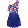 imageGRACE KARIN Girls One Piece Swimsuits with Mesh Skirt Bathing Suit Swimwear 614YRed and Blue Tiedye
