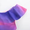 imageGRACE KARIN Girls One Piece Swimsuits with Mesh Skirt Bathing Suit Swimwear 614YRose Purple Gradient