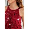 imageGRACE KARIN Halter Sequin Tank Tops for Women Sleeveless Sparkly Glitter Club Outfits Ruched Flowy Shiny Party Concert ShirtBright Red