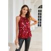 imageGRACE KARIN Halter Sequin Tank Tops for Women Sleeveless Sparkly Glitter Club Outfits Ruched Flowy Shiny Party Concert ShirtBright Red