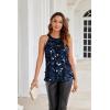 imageGRACE KARIN Halter Sequin Tank Tops for Women Sleeveless Sparkly Glitter Club Outfits Ruched Flowy Shiny Party Concert ShirtNavy Blue