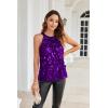imageGRACE KARIN Halter Sequin Tank Tops for Women Sleeveless Sparkly Glitter Club Outfits Ruched Flowy Shiny Party Concert ShirtPurple
