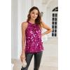 imageGRACE KARIN Halter Sequin Tank Tops for Women Sleeveless Sparkly Glitter Club Outfits Ruched Flowy Shiny Party Concert ShirtRose Red