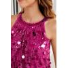 imageGRACE KARIN Halter Sequin Tank Tops for Women Sleeveless Sparkly Glitter Club Outfits Ruched Flowy Shiny Party Concert ShirtRose Red