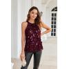 imageGRACE KARIN Halter Sequin Tank Tops for Women Sleeveless Sparkly Glitter Club Outfits Ruched Flowy Shiny Party Concert ShirtWine Red
