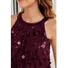 imageGRACE KARIN Halter Sequin Tank Tops for Women Sleeveless Sparkly Glitter Club Outfits Ruched Flowy Shiny Party Concert ShirtWine Red