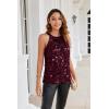 imageGRACE KARIN Halter Sequin Tank Tops for Women Sleeveless Sparkly Glitter Club Outfits Ruched Flowy Shiny Party Concert ShirtWine Red