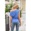 imageGRACE KARIN One Shoulder Summer Tops for Women Ruched Batwing Asymmetrical Tops Dressy Casual Party ShirtsGray Blue