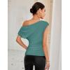 imageGRACE KARIN One Shoulder Summer Tops for Women Ruched Batwing Asymmetrical Tops Dressy Casual Party ShirtsGray Green