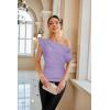 imageGRACE KARIN One Shoulder Summer Tops for Women Ruched Batwing Asymmetrical Tops Dressy Casual Party ShirtsLilac