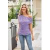 imageGRACE KARIN One Shoulder Summer Tops for Women Ruched Batwing Asymmetrical Tops Dressy Casual Party ShirtsLilac
