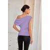 imageGRACE KARIN One Shoulder Summer Tops for Women Ruched Batwing Asymmetrical Tops Dressy Casual Party ShirtsLilac