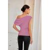 imageGRACE KARIN One Shoulder Summer Tops for Women Ruched Batwing Asymmetrical Tops Dressy Casual Party ShirtsPink